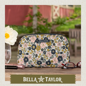 Delicate Floral Charcoal Cosmetic Pouch