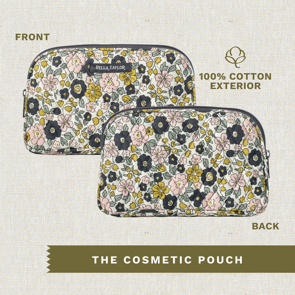 Delicate Floral Charcoal Cosmetic Pouch