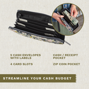 Delicate Floral Charcoal RFID Envelope Wallet