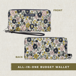 Delicate Floral Charcoal RFID Envelope Wallet