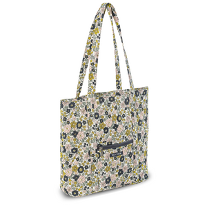 Delicate Floral Charcoal Large Shoulder Tote