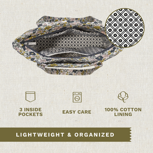 Delicate Floral Charcoal Large Shoulder Tote