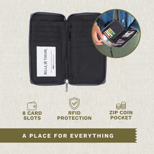 Delicate Floral Charcoal RFID Cell Phone Wristlet