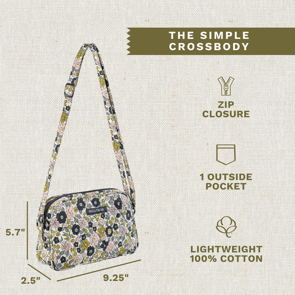 Delicate Floral Charcoal Simple Crossbody