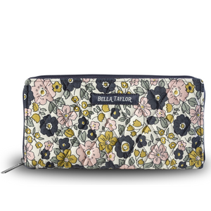 Delicate Floral Charcoal RFID Slim Card Wallet
