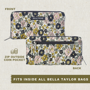 Delicate Floral Charcoal RFID Slim Card Wallet