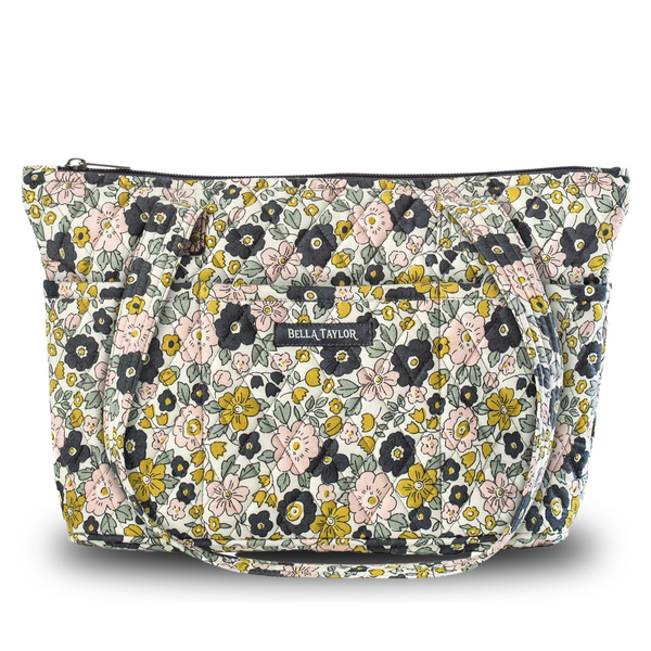 Delicate Floral Charcoal Small Shoulder Tote