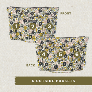 Delicate Floral Charcoal Small Shoulder Tote