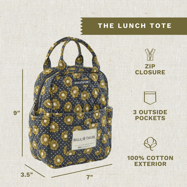Dotted Daisy Charcoal Lunch Tote