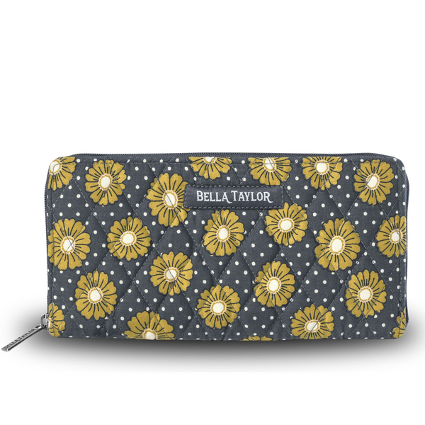 Dotted Daisy Charcoal RFID Slim Card Wallet