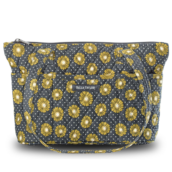 Dotted Daisy Charcoal Small Shoulder Tote