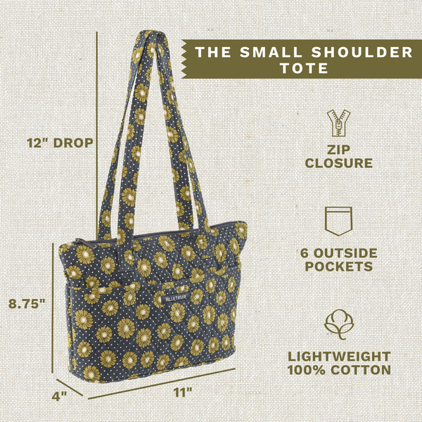 Dotted Daisy Charcoal Small Shoulder Tote