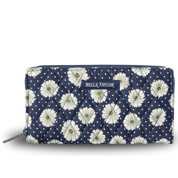 Dotted Daisy Navy RFID Slim Card Wallet