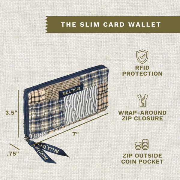 Farmhouse Blue RFID Slim Card Wallet
