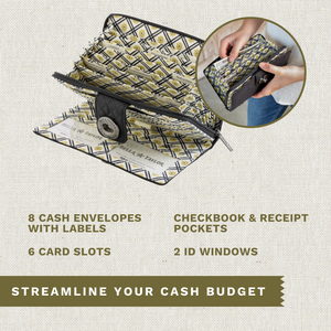 Bella Taylor RFID Wristlet Cash System Wallet for Cash Envelope Budgeting |  Money Organizer Budget Wallet | Cash Stuffing Wallet | Quilted Navy