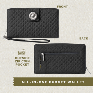 Solid Black RFID Cash System Wallet