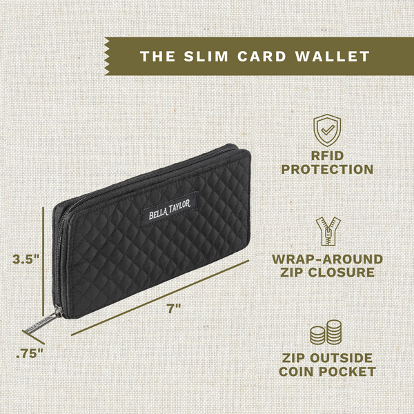 Solid Black RFID Slim Card Wallet