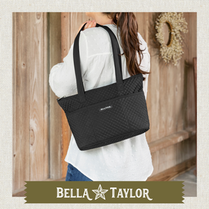 Solid Black Small Shoulder Tote