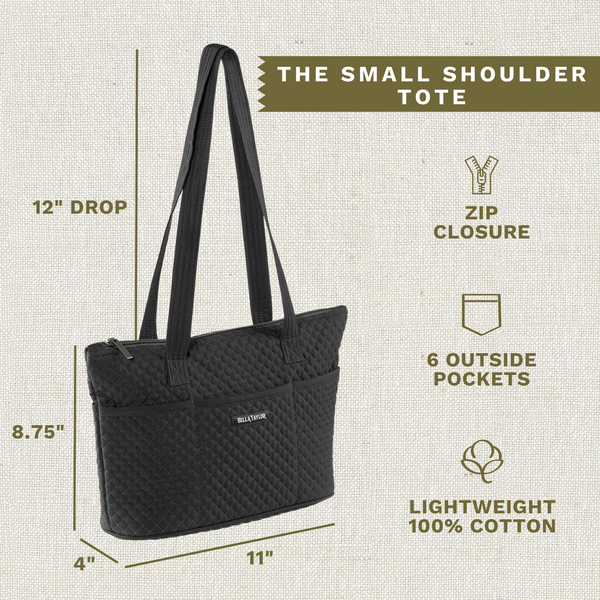 Solid Black Small Shoulder Tote