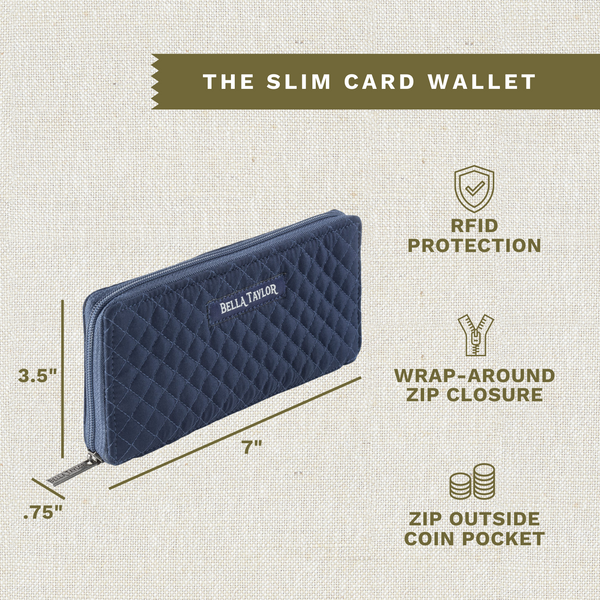 Solid Navy RFID Slim Card Wallet