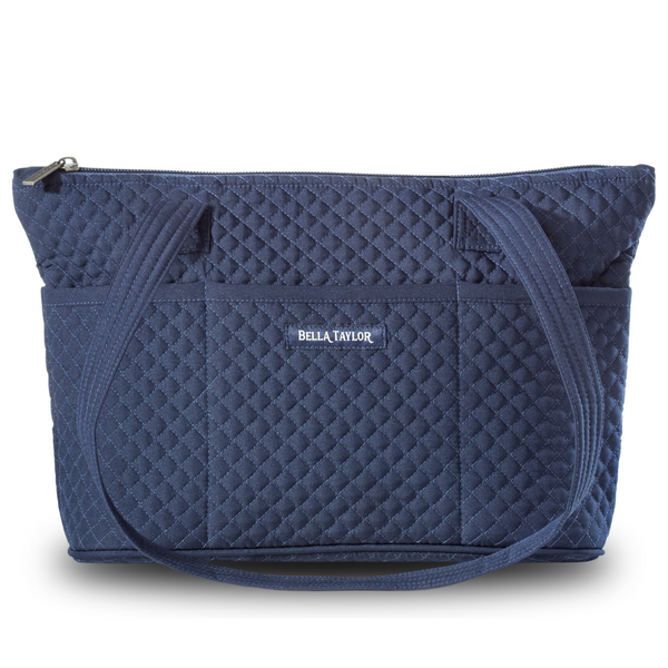 Solid Navy Small Shoulder Tote