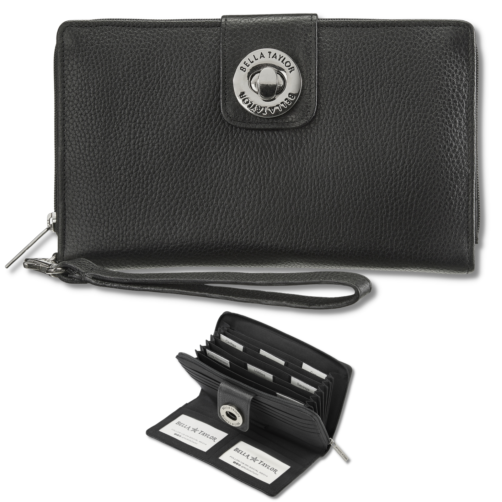 Navy Microfiber RFID Wristlet Cash System Wallet – Bella Taylor Wholesale