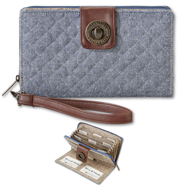 Blue Chambray RFID Cash System Wallet