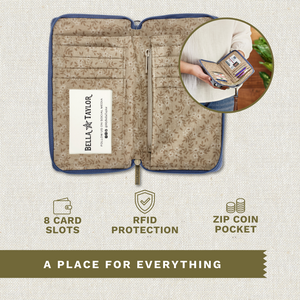 Blue Chambray RFID Cell Phone Wristlet