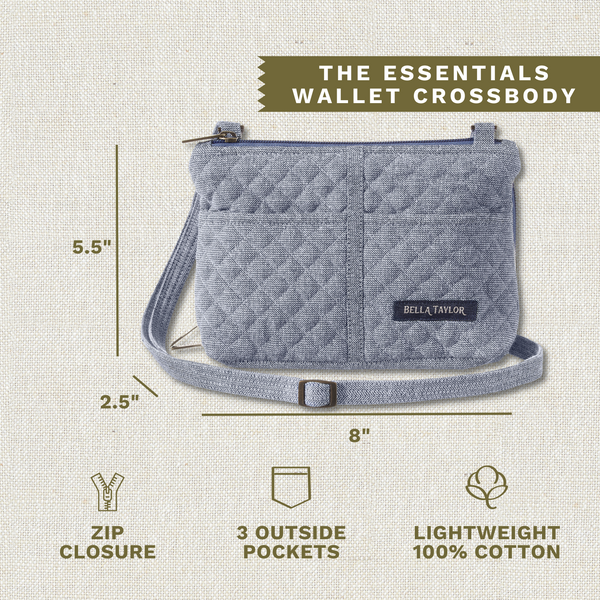 Blue Chambray Essentials Wallet Crossbody