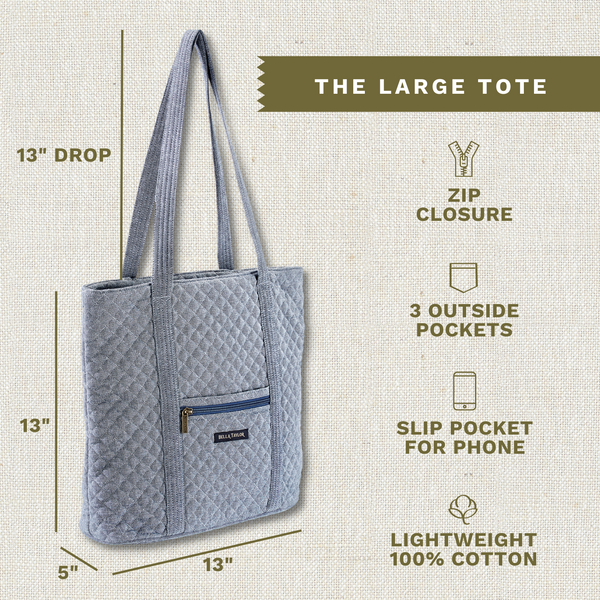 Blue Chambray Large Tote