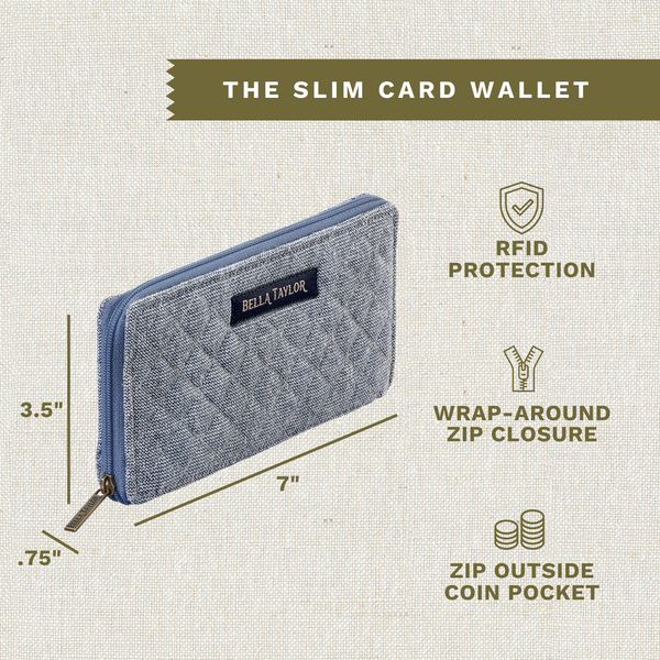 Blue Chambray RFID Slim Card Wallet