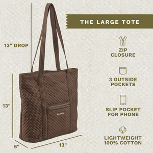 Chocolate Microfiber Large Shoulder Tote