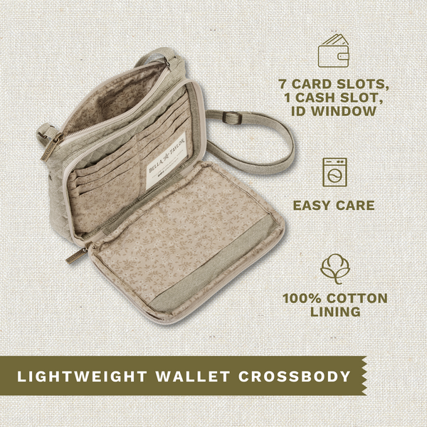 Khaki Chambray Essentials Wallet Crossbody