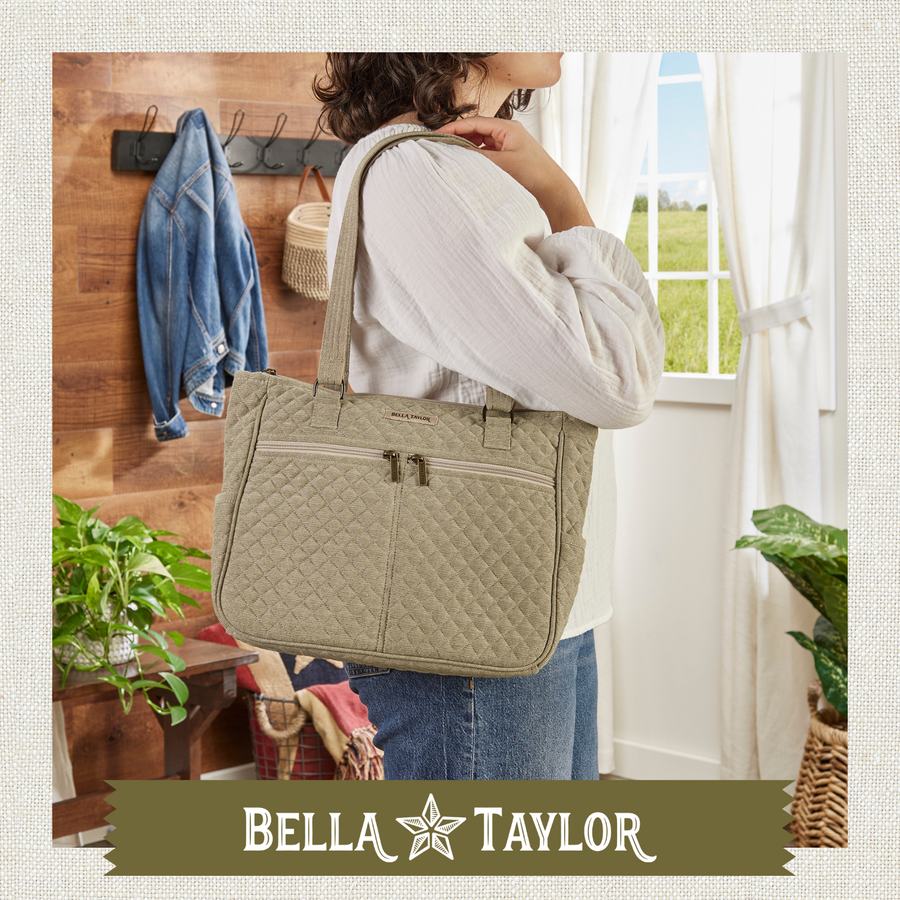 Bella Taylor Everyday Quilted Tote Bag For Women - Lightweight Vintage Vine Design With 10 Pockets, Midnight Color - View #10