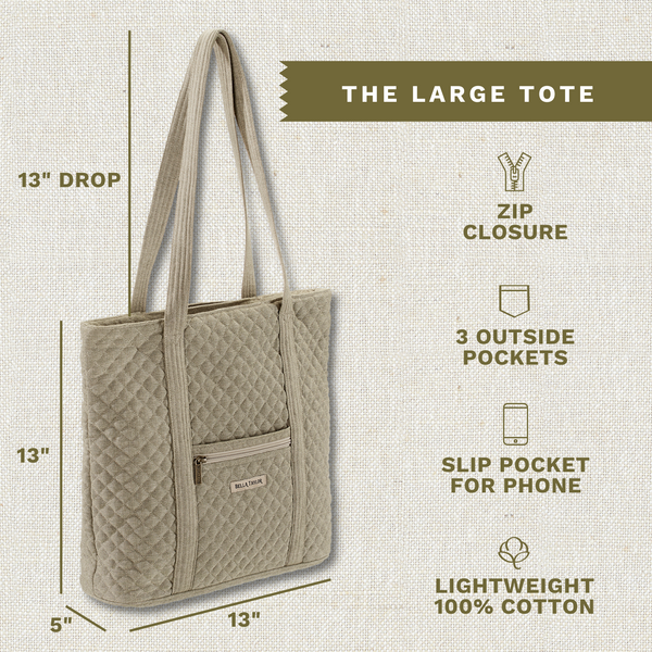 Khaki Chambray Large Tote