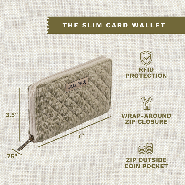 Khaki Chambray RFID Slim Card Wallet