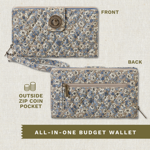 Khaki Floral RFID Cash System Wallet