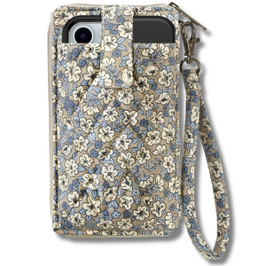 Khaki Floral RFID Cell Phone Wristlet