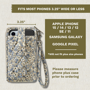 Khaki Floral RFID Cell Phone Wristlet