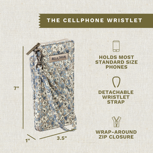 Khaki Floral RFID Cell Phone Wristlet