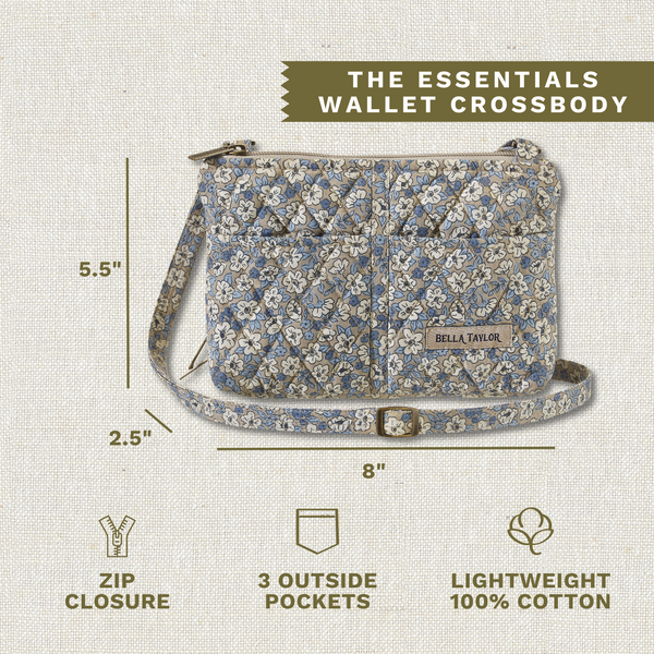 Khaki Floral Essentials Wallet Crossbody