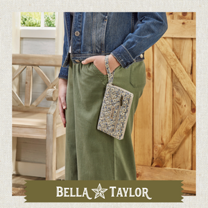 Khaki Floral RFID Wrist Strap Wallet