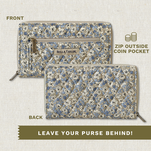 Khaki Floral RFID Wrist Strap Wallet