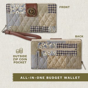 Khaki Patchwork RFID Cash System Wallet