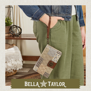 Khaki Patchwork RFID Cash System Wallet