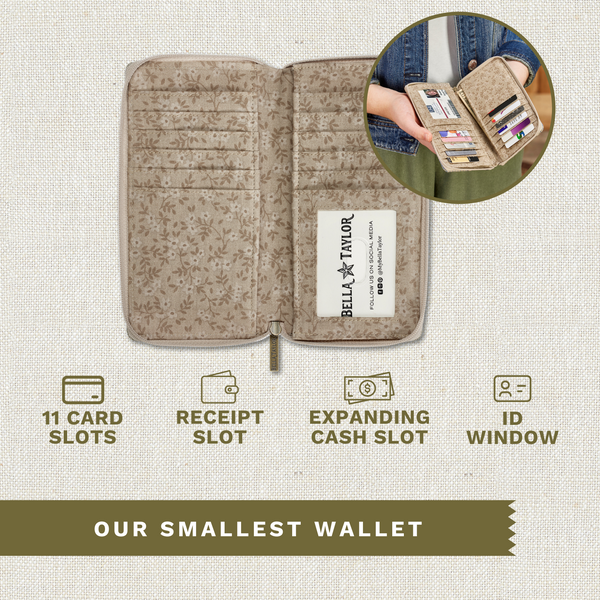 Khaki Patchwork RFID Slim Card Wallet