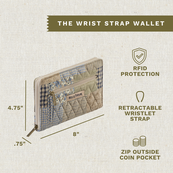Khaki Patchwork RFID Wrist Strap Wallet
