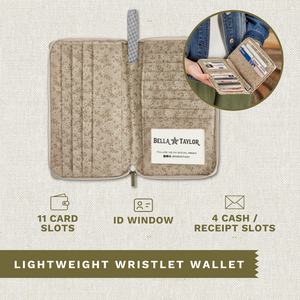 Khaki Patchwork RFID Wrist Strap Wallet
