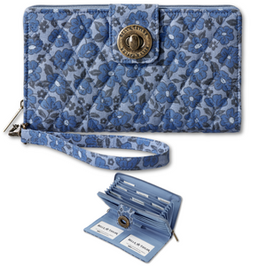 Navy Floral RFID Cash System Wallet