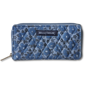 Navy Floral RFID Slim Card Wallet